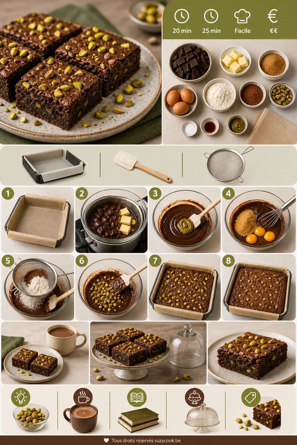 Fiche recette Brownie aux pistaches : recette simple et gourmande