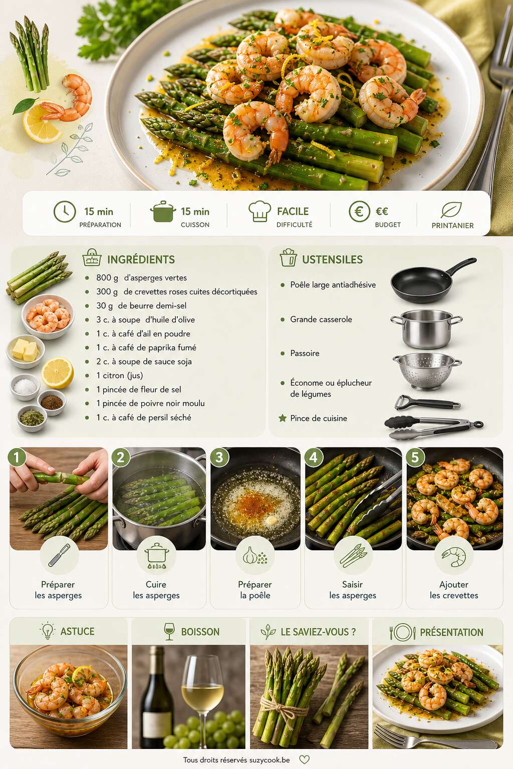 Fiche recette Recette d'asperges aux crevettes : simple et savoureux