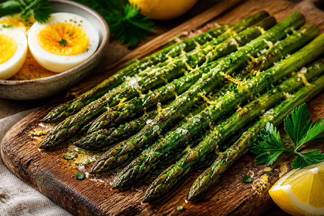 Asperges vertes rôties à la flamande : recette simple et savoureuse