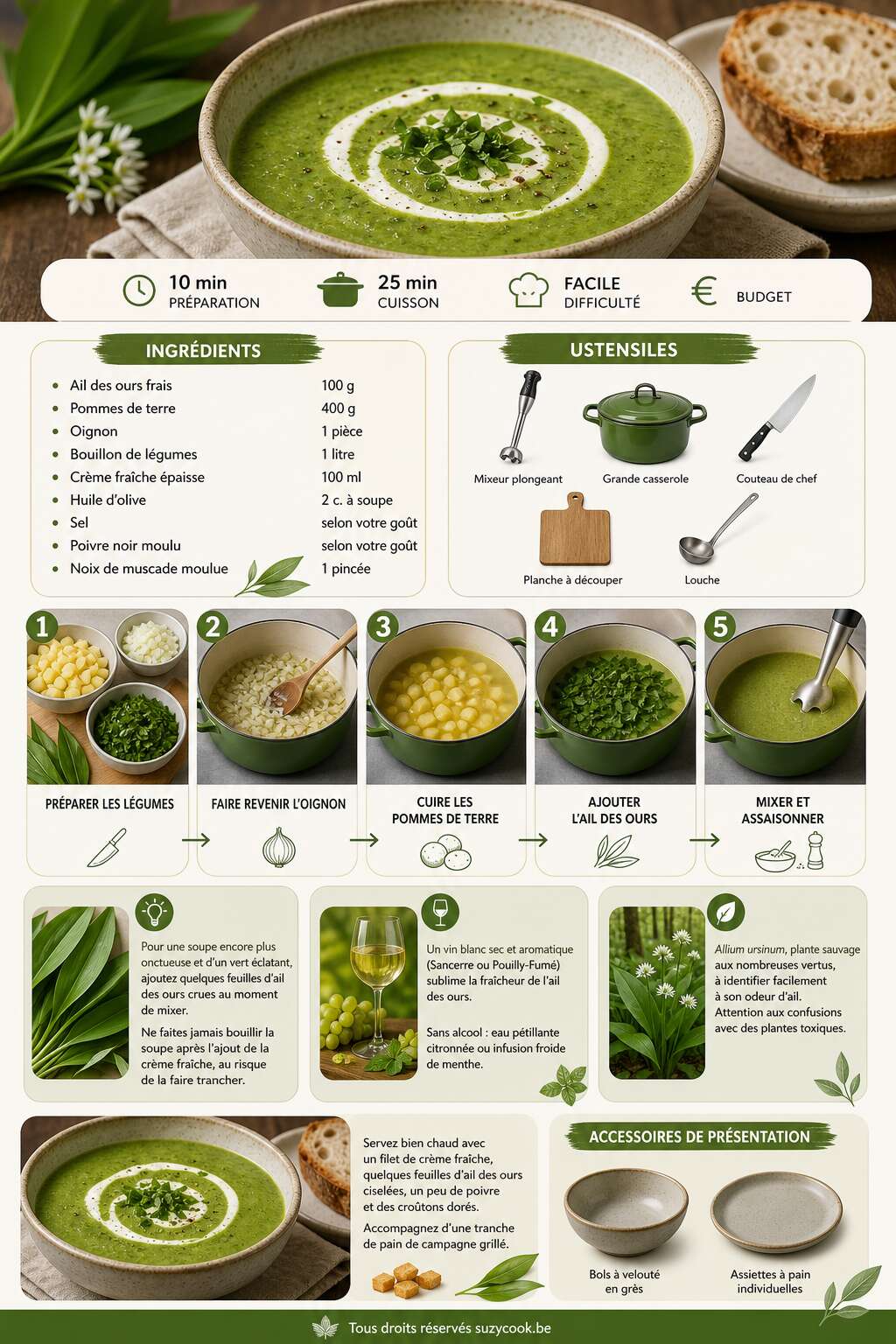Fiche recette Soupe &agrave; l'ail des ours simple et savoureuse