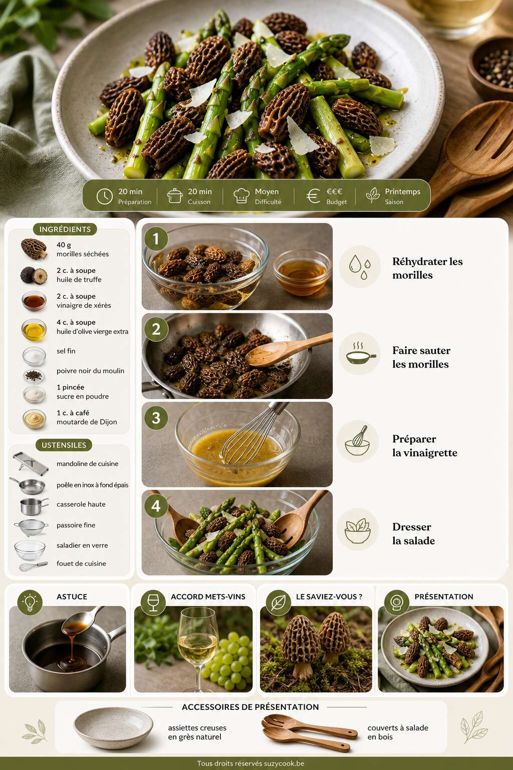 Fiche recette Salade de morilles et asperges : recette simple et d&eacute;licieuse