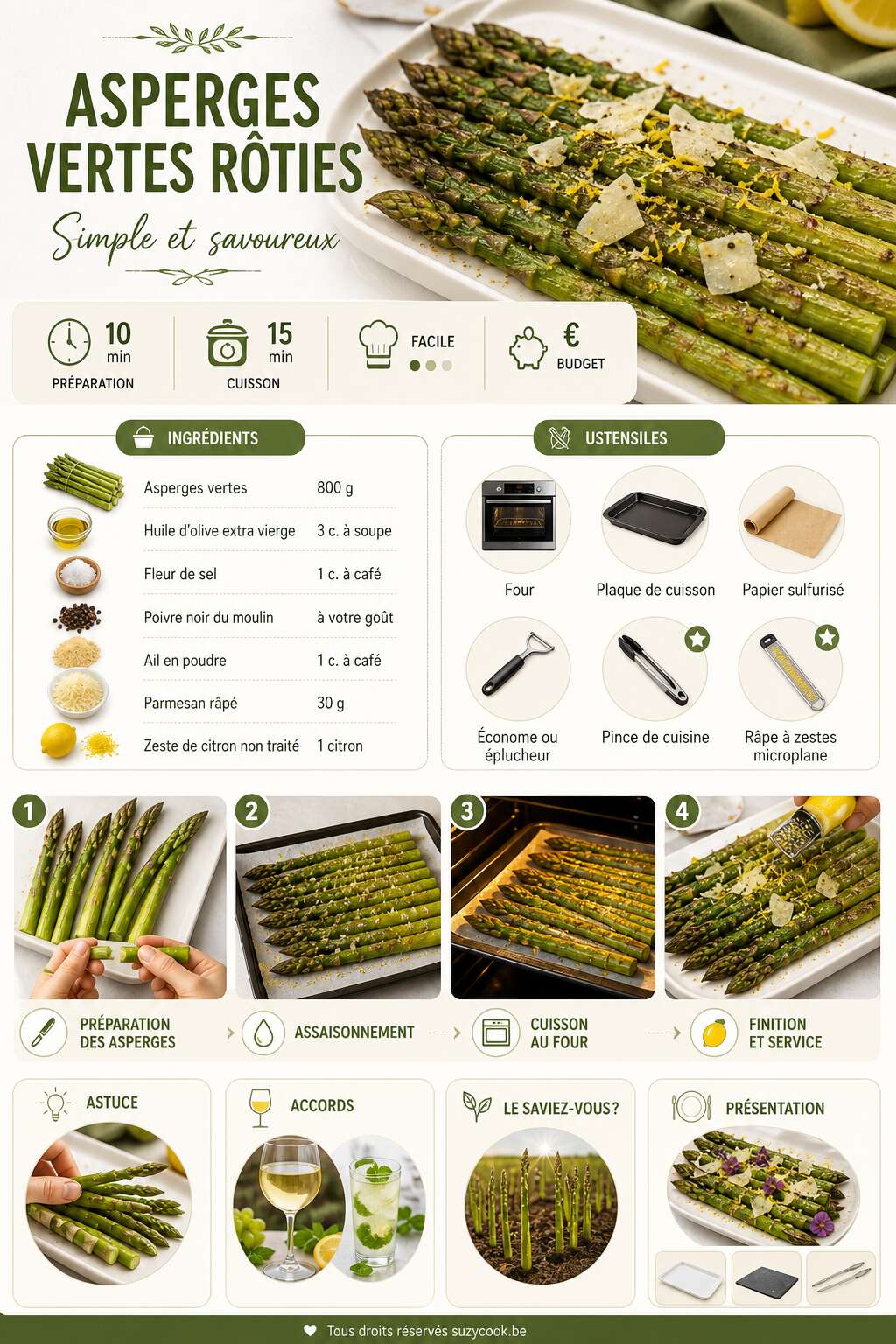 Fiche recette Recette d'asperges vertes r&ocirc;ties : simple et savoureux