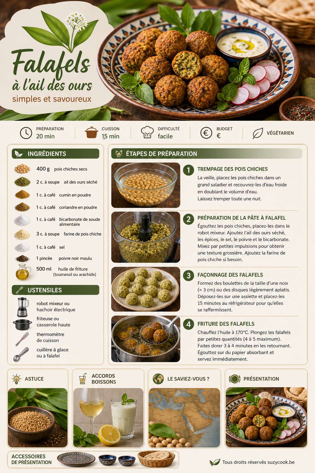 Fiche recette Recette de falafels &agrave; l'ail des ours simples et savoureux