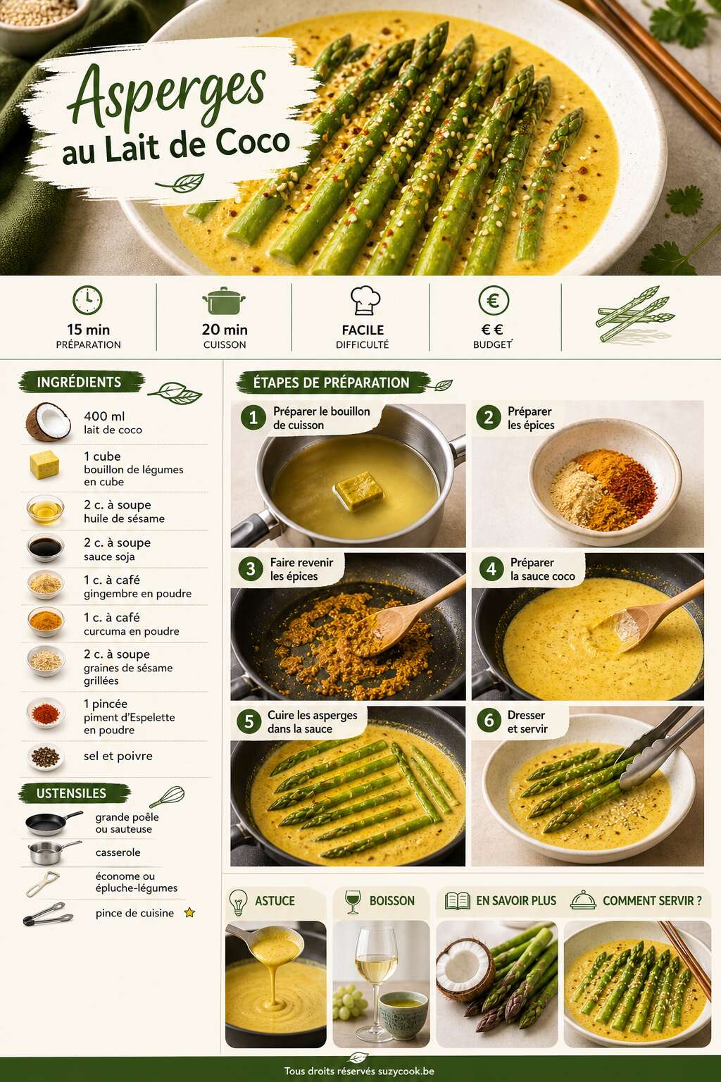 Fiche recette Recette : asperges au Lait de Coco