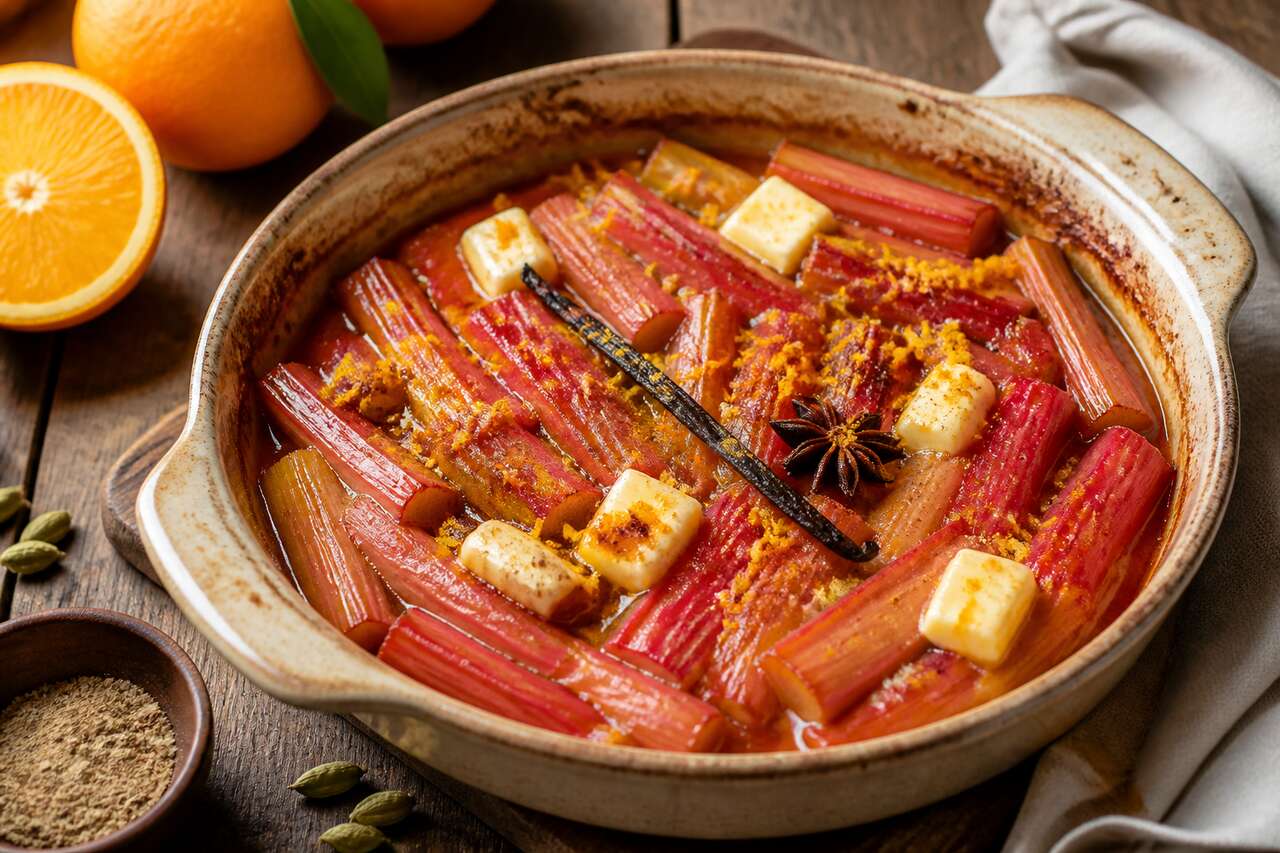 Rhubarbe rôtie à l'orange : une recette simple et délicieuse
