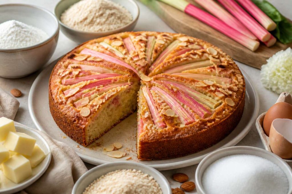Gâteau amandes rhubarbe facile : recette simple