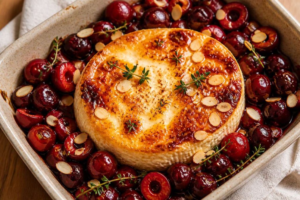 Ricotta rôtie au four et poêlée de cerises : recette facile