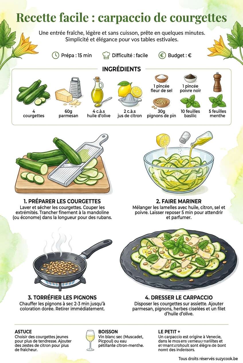 Fiche recette Recette facile : carpaccio de courgettes