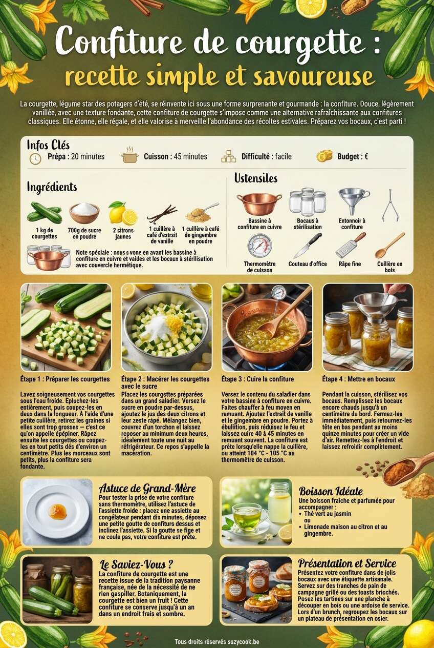 Fiche recette Confiture de courgette : recette simple et savoureuse