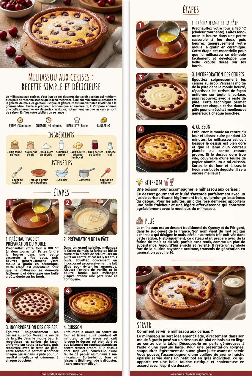 Fiche recette Milhassou aux cerises : recette simple et d&eacute;licieuse