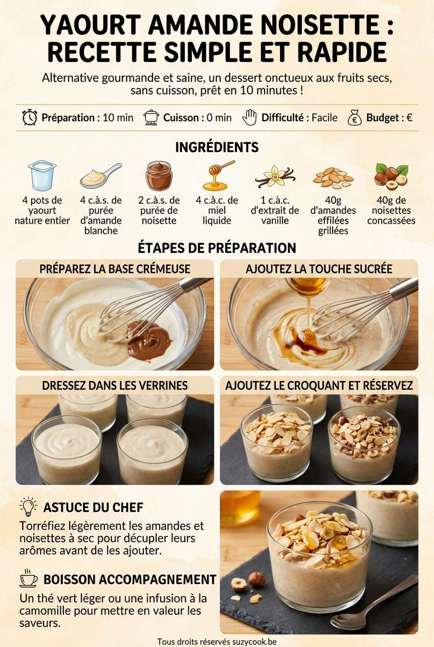 Fiche recette Yaourt amande noisette : recette simple et rapide