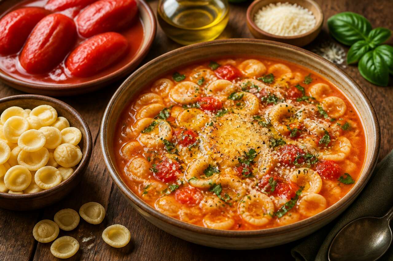 Soupe à la tomate et orecchiette : recette simple et savoureuse