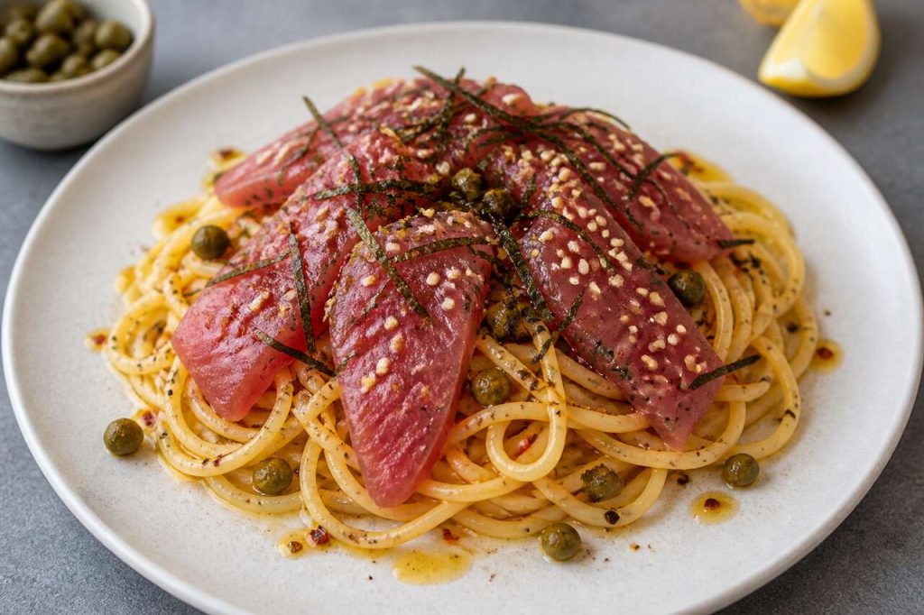 Spaghetti au thon cru : recette simple et savoureuse