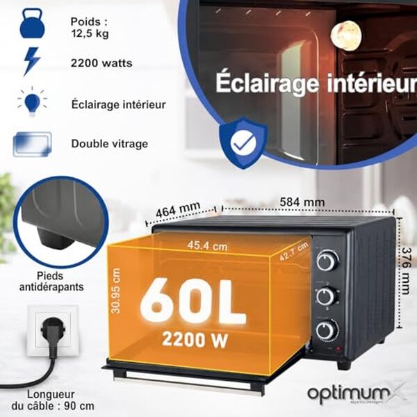 Découvrez notre test complet du four OptimumX 60L : performance XXL, chaleur tournante et caractéristiques techniques. Avis détaillé et verdict final.