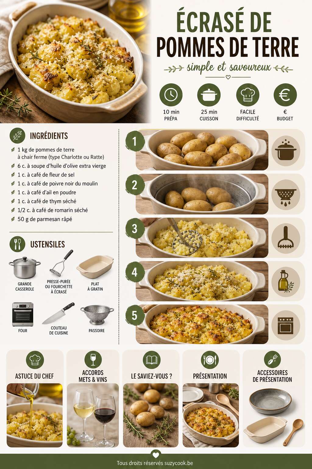 Fiche recette Écrasé de pommes de terre simple et savoureux Fiche recette Écrasé de pommes de terre simple et savoureux