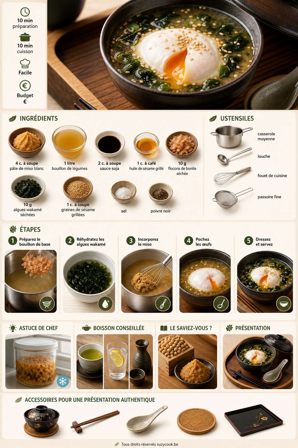 Fiche recette Bouillon &oelig;uf et miso simple : recette facile et savoureuse