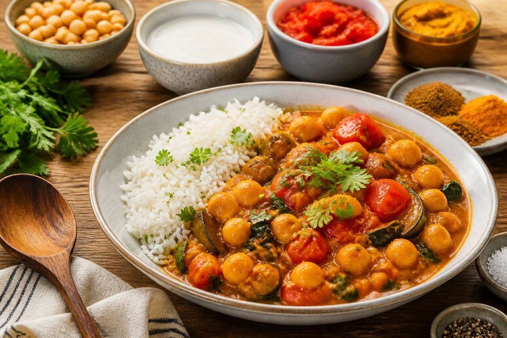 Curry de légumes et riz simplifié : recette facile et savoureuse