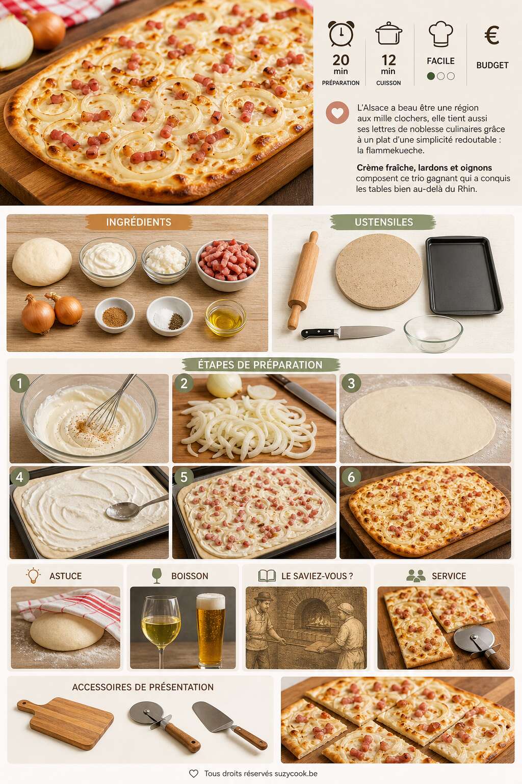 Fiche recette Recette de la flammekueche de Feodora : simple et savoureuse