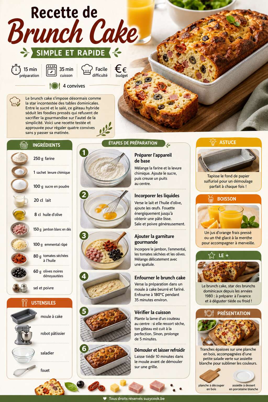 Fiche recette Recette de brunch cake simple et rapide