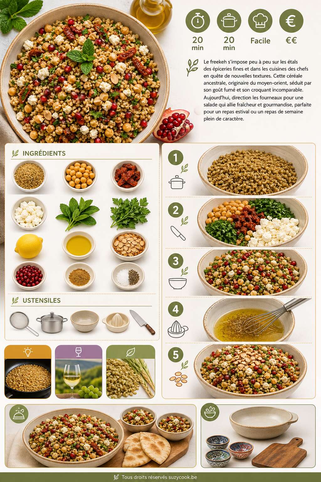 Fiche recette Salade de freekeh : une recette simple et savoureuse Fiche recette Salade de freekeh : une recette simple et savoureuse