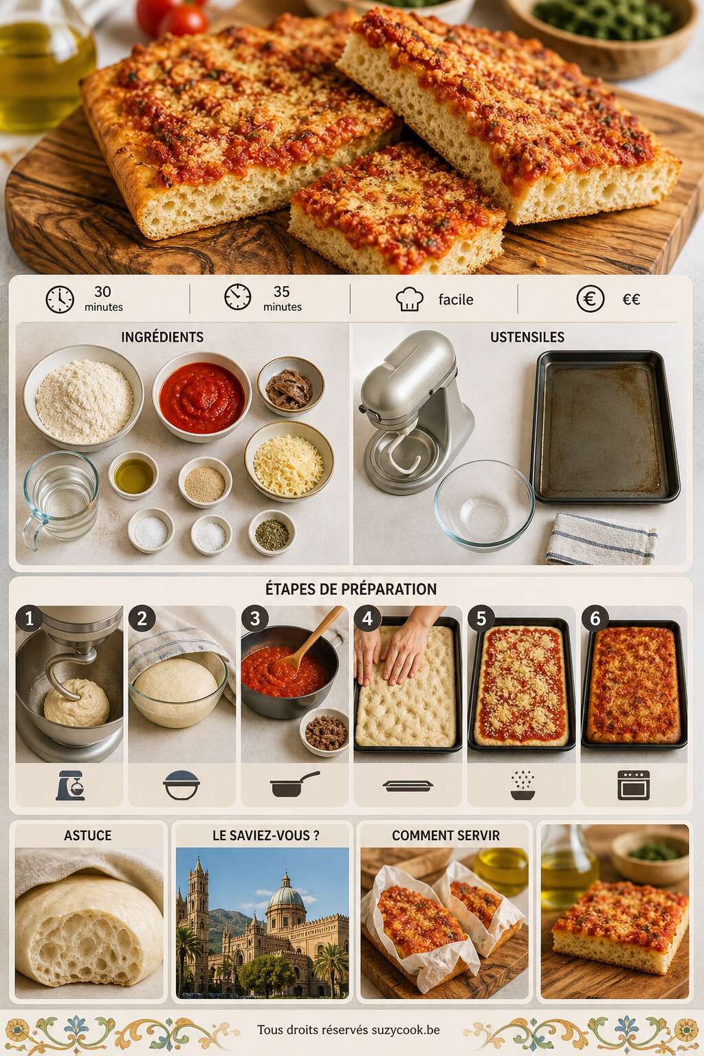 Fiche recette Recette de sfincione sicilien facile et savoureux Fiche recette Recette de sfincione sicilien facile et savoureux