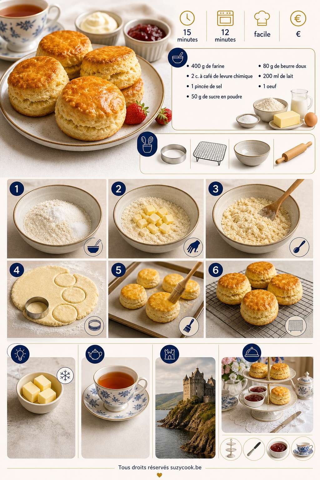Fiche recette Scones maison : recette simple et rapide Fiche recette Scones maison : recette simple et rapide