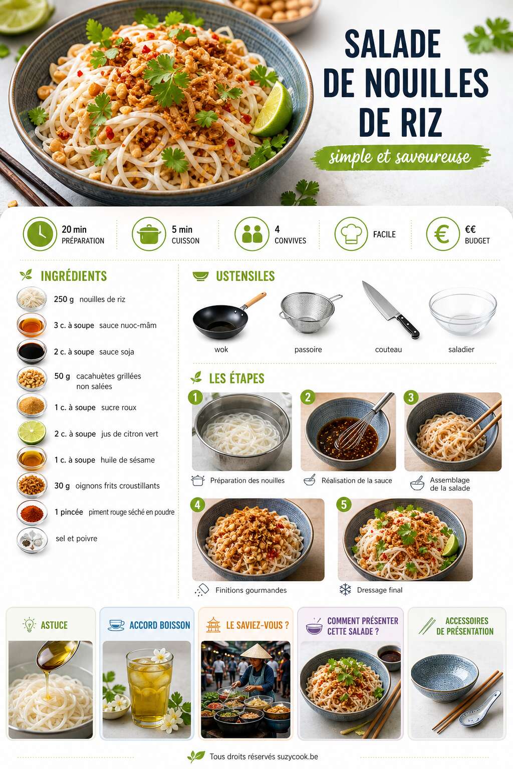 Fiche recette Salade de nouilles de riz simple et savoureuse Fiche recette Salade de nouilles de riz simple et savoureuse