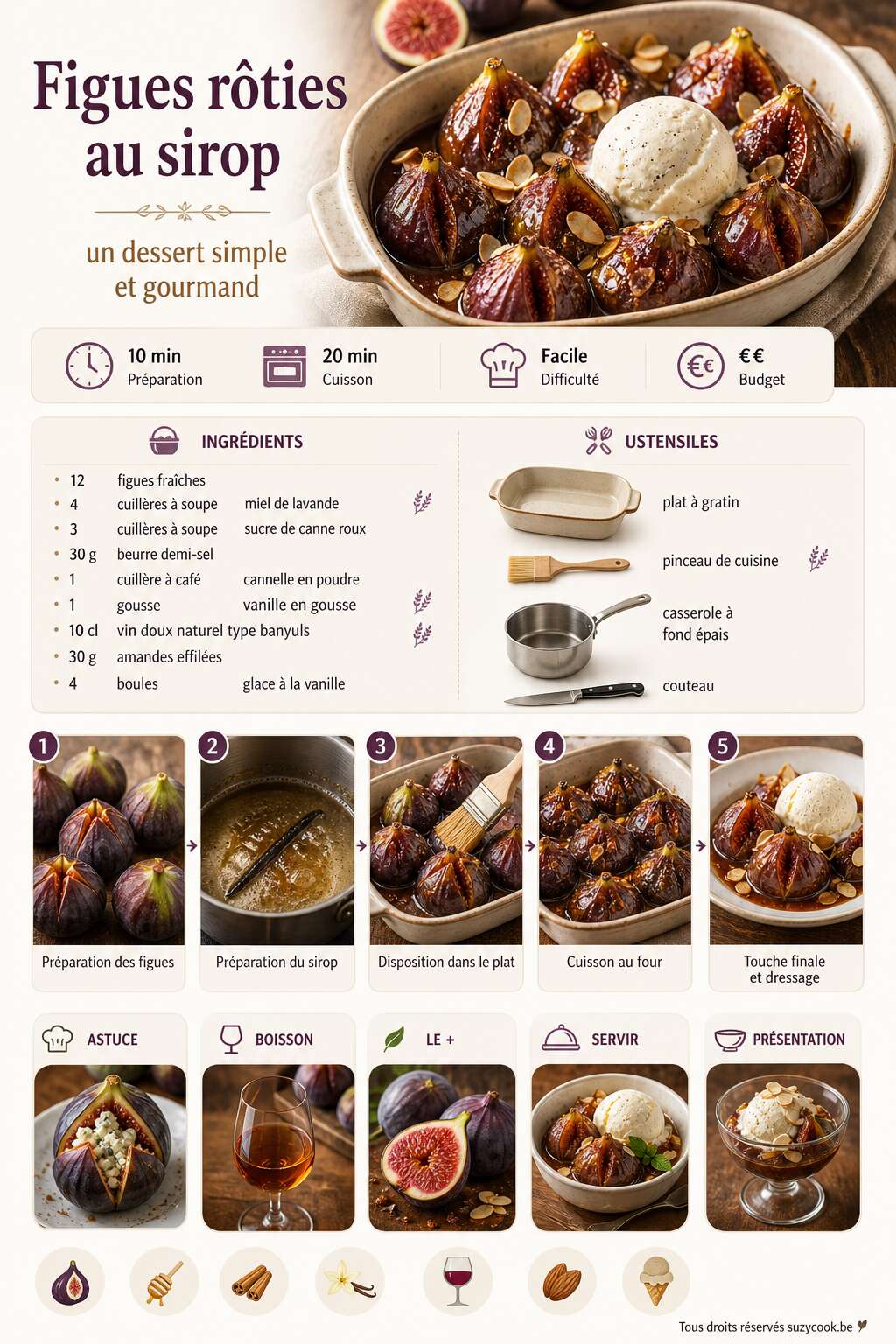 Fiche recette Figues rôties au sirop : un dessert simple et gourmand Fiche recette Figues rôties au sirop : un dessert simple et gourmand