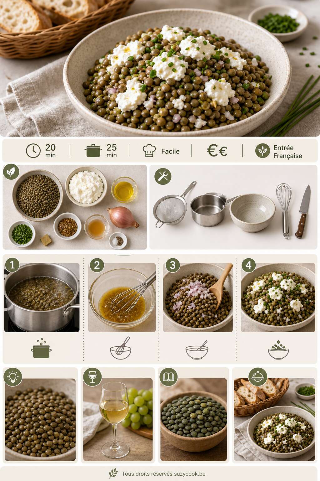 Fiche recette Salade de lentilles au fromage frais : recette simple et savoureuse