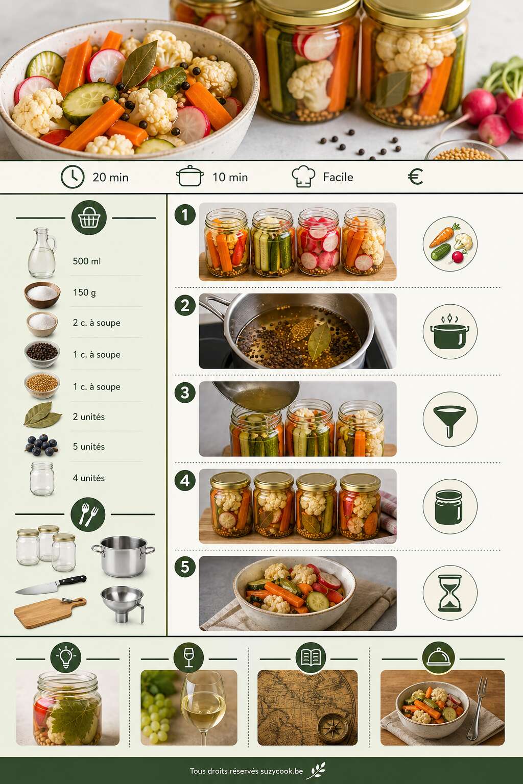 Fiche recette Recette facile : pickles de légumes maison Fiche recette Recette facile : pickles de légumes maison