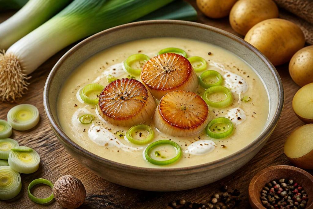 Velouté de poireaux aux St-Jacques : recette simple et savoureuse
