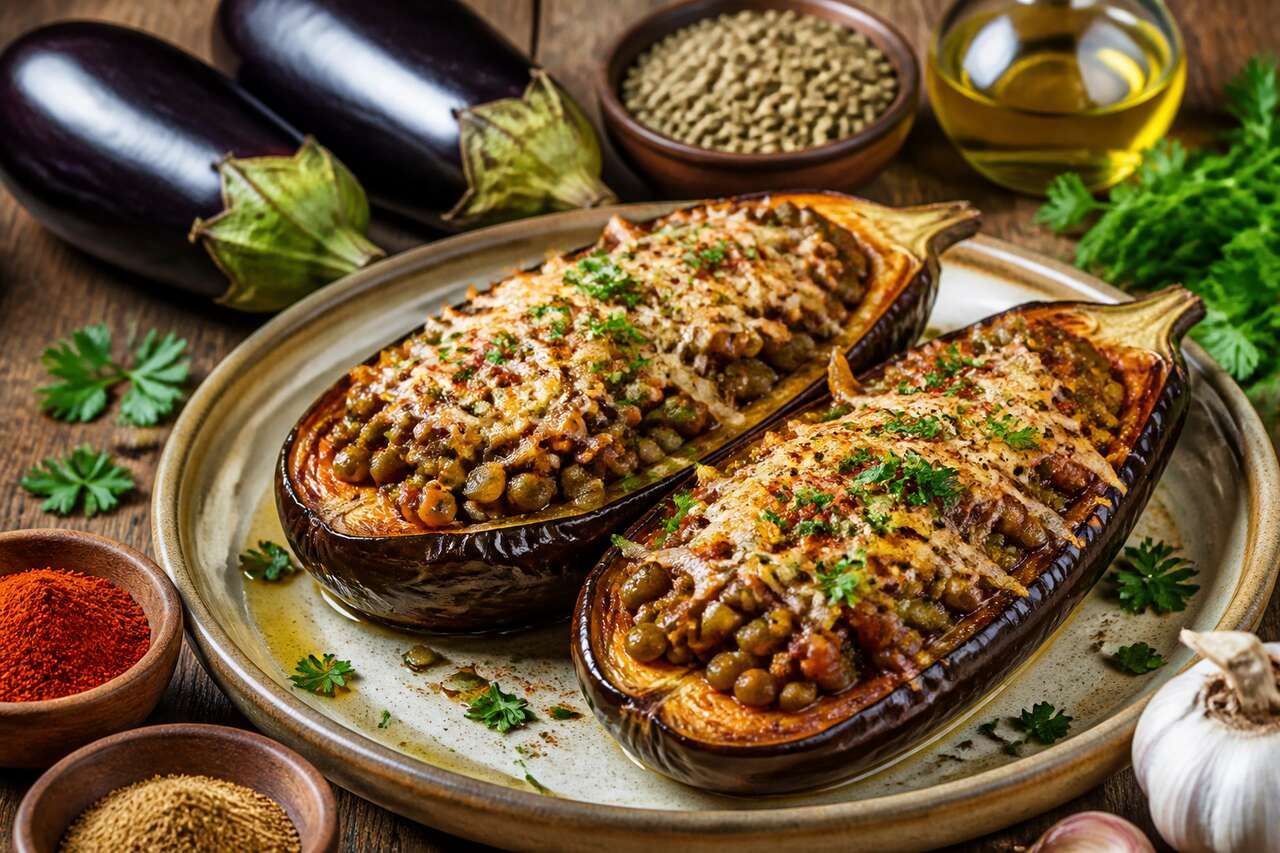 Aubergines farcies aux lentilles : recette savoureuse et simple