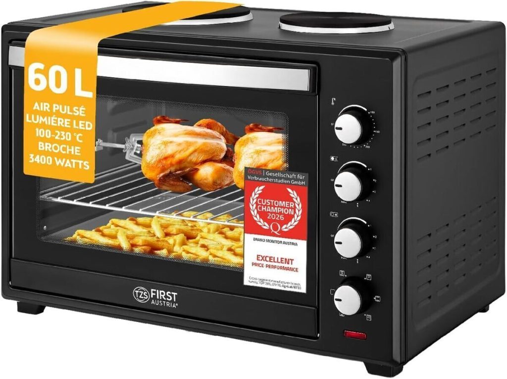 Test du mini-four TZS First Austria 60L 3200 W : polyvalence et performances