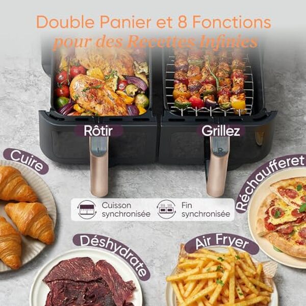 Découvrez notre test complet de la friteuse sans huile Cosori Air Fryer 2 compartiments 8.5L : performances, avantages et résultats de cuisson. 