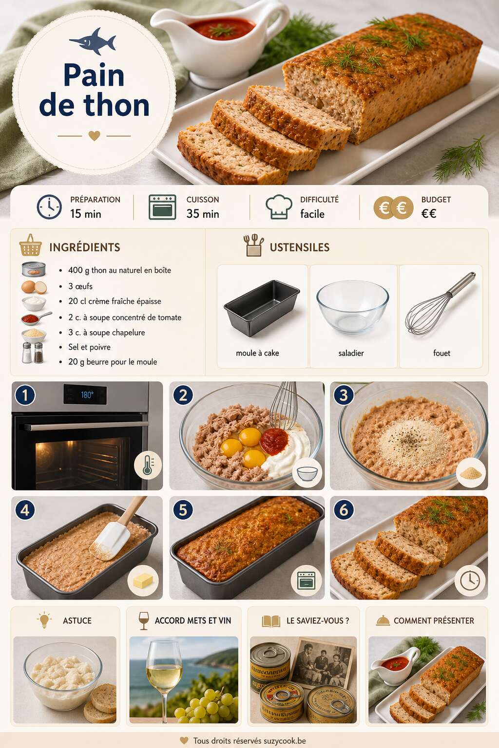 Fiche recette Recette de pain de thon simple et rapide