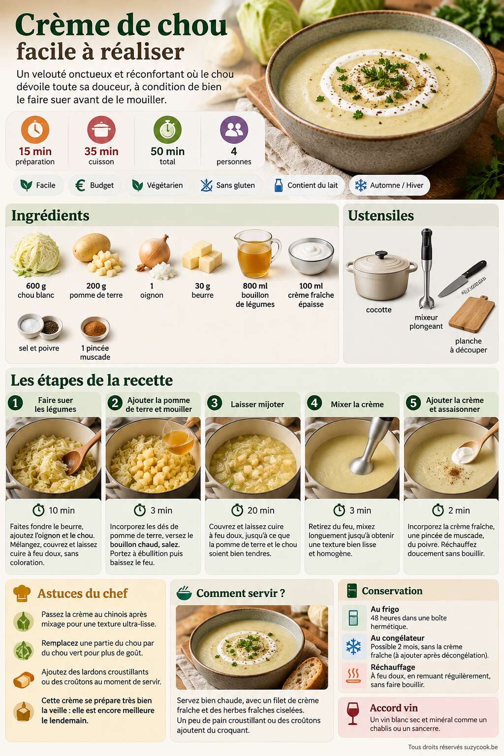 Fiche recette Cr&egrave;me de chou facile &agrave; r&eacute;aliser
