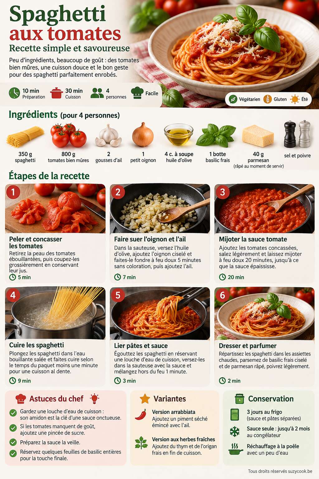 Fiche recette Spaghetti aux tomates : recette simple et savoureuse Fiche recette Spaghetti aux tomates : recette simple et savoureuse
