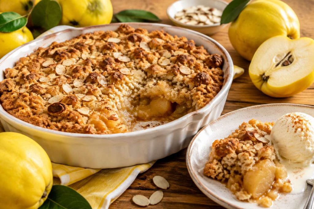 Crumble de coing et amandes : recette simple et délicieuse