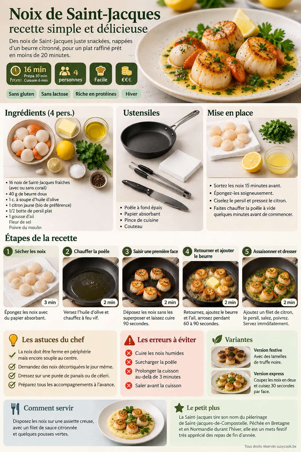 Fiche recette Noix de Saint-Jacques : recette simple et délicieuse Fiche recette Noix de Saint-Jacques : recette simple et délicieuse