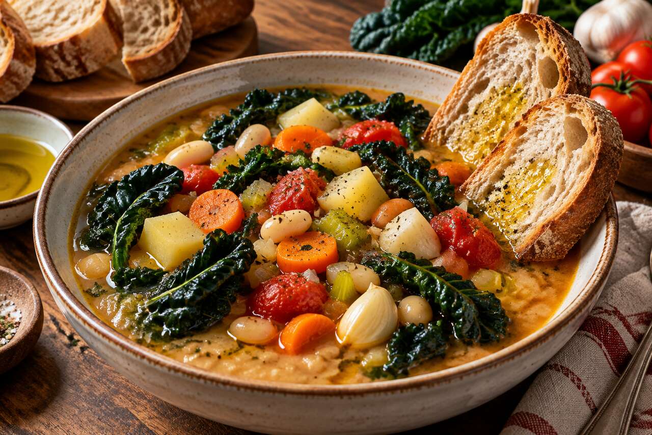 Soupe de chou noir toscan : recette facile et savoureuse
