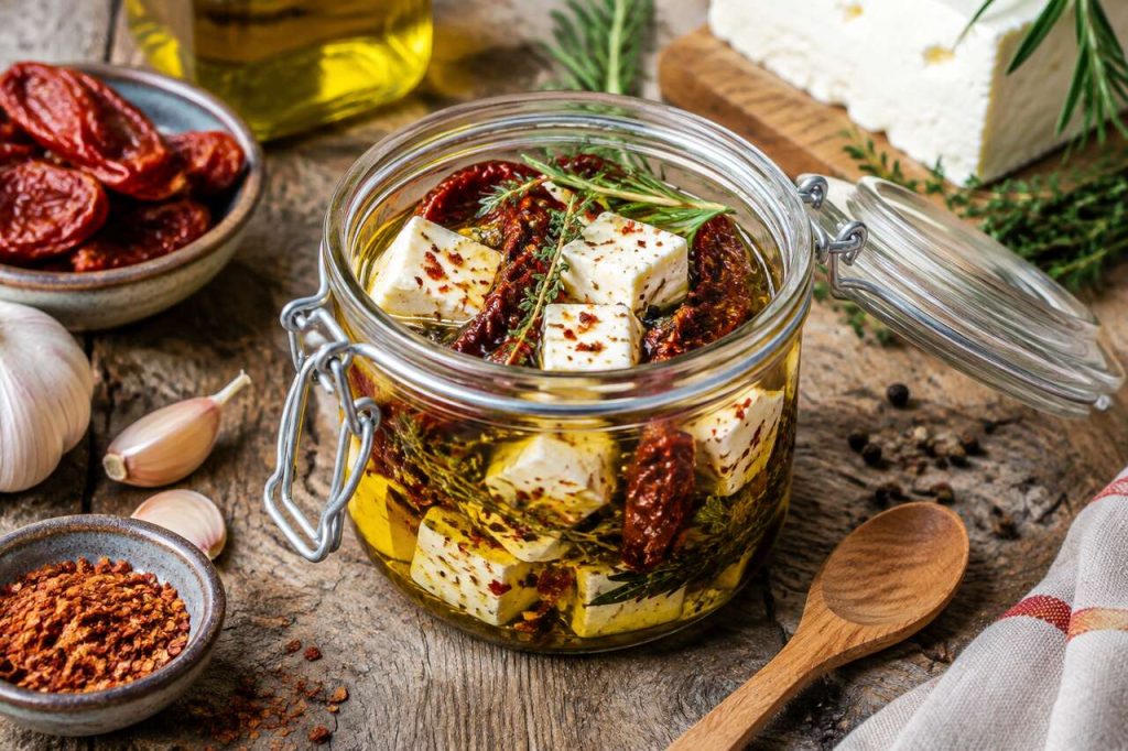 Feta marinée aux tomates confites : recette simple