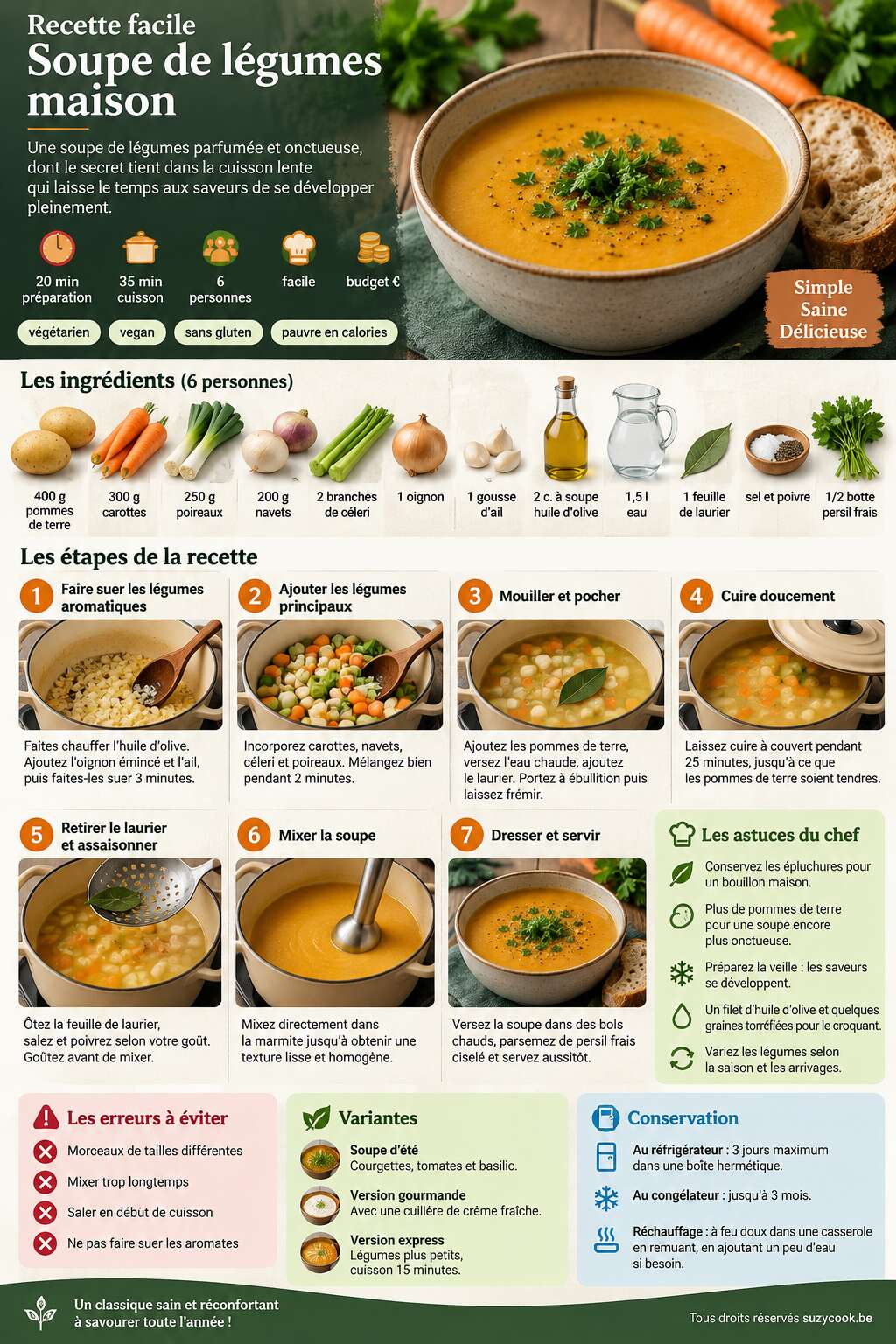 Fiche recette Recette facile : soupe de l&eacute;gumes maison