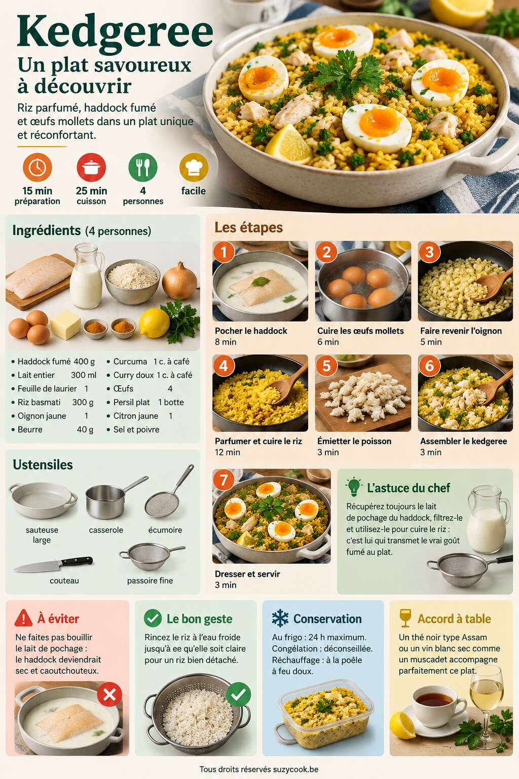 Fiche recette Recette facile de kedgeree : un plat savoureux &agrave; d&eacute;couvrir