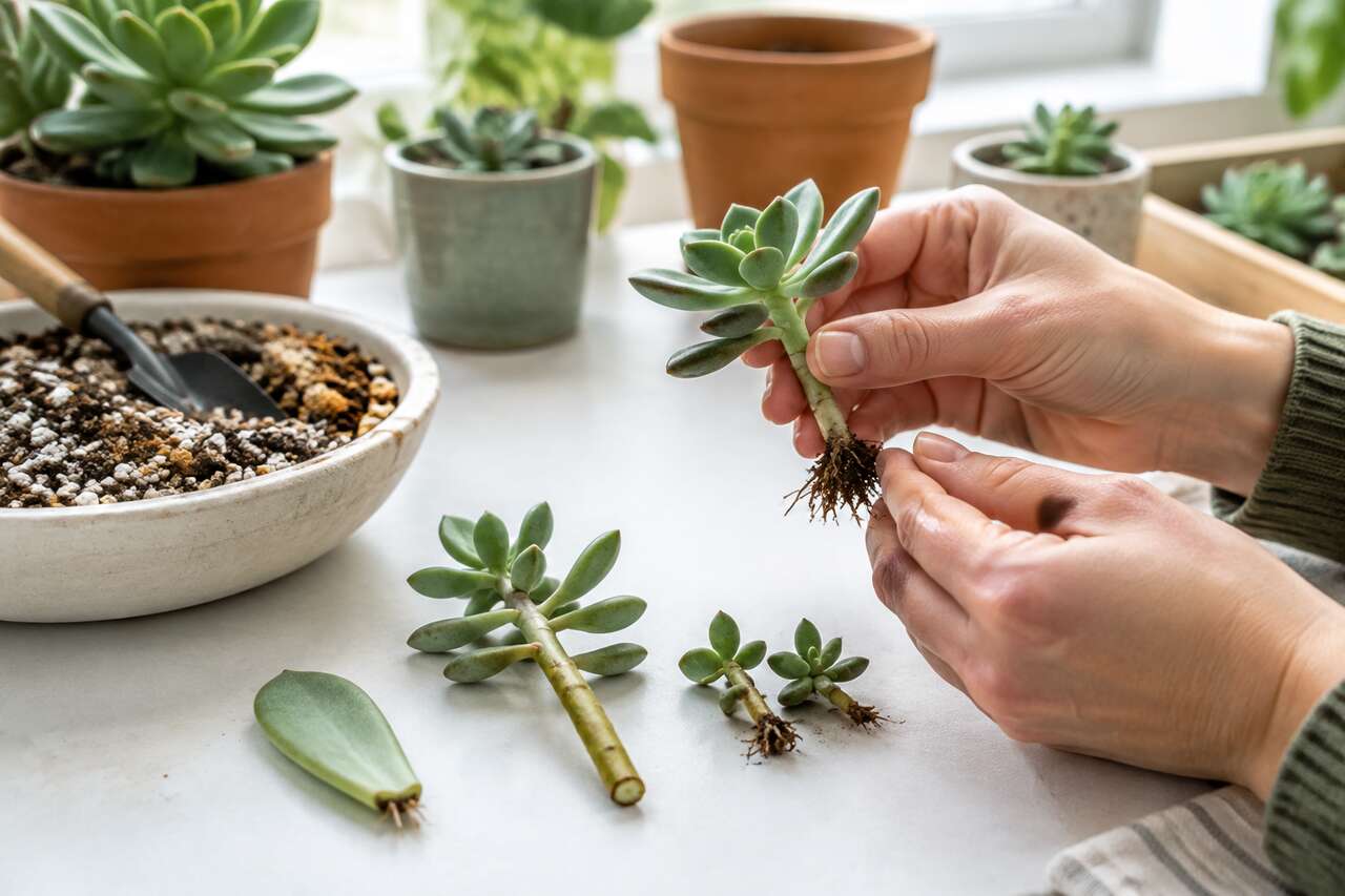 Boutures de succulentes: feuille, tige, rejet, la m&eacute;thode pas &agrave; pas