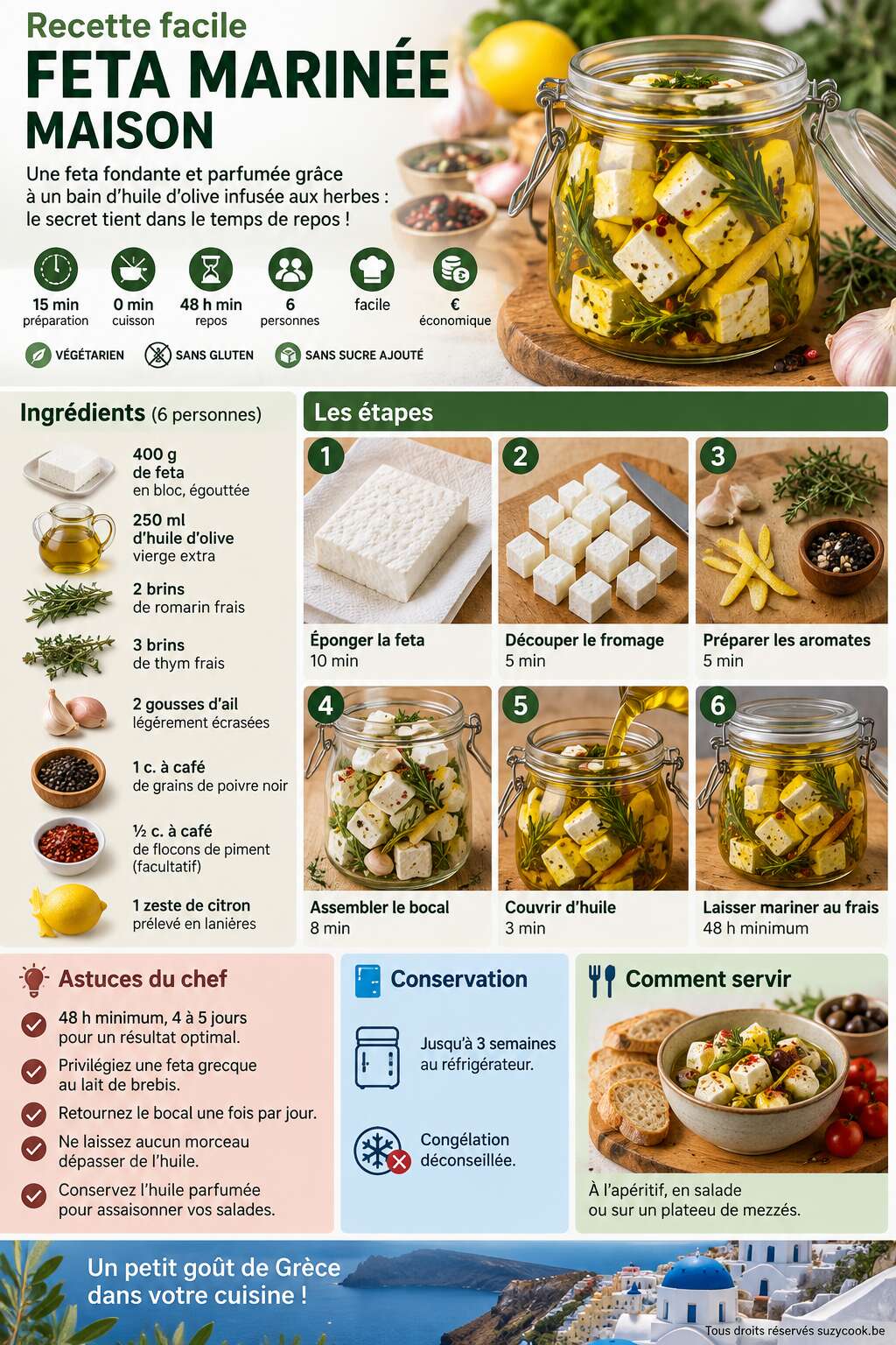 Fiche recette Recette facile : feta marin&eacute;e maison