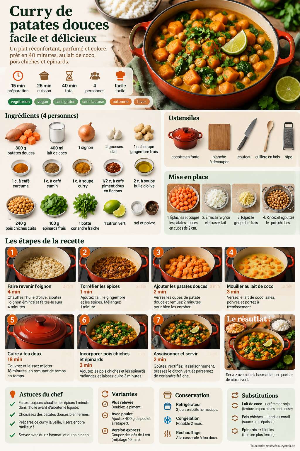 Fiche recette Recette : curry de patates douces facile et d&eacute;licieux