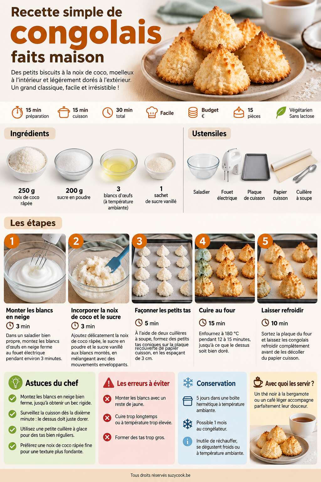 Fiche recette Recette simple de congolais faits maison Fiche recette Recette simple de congolais faits maison