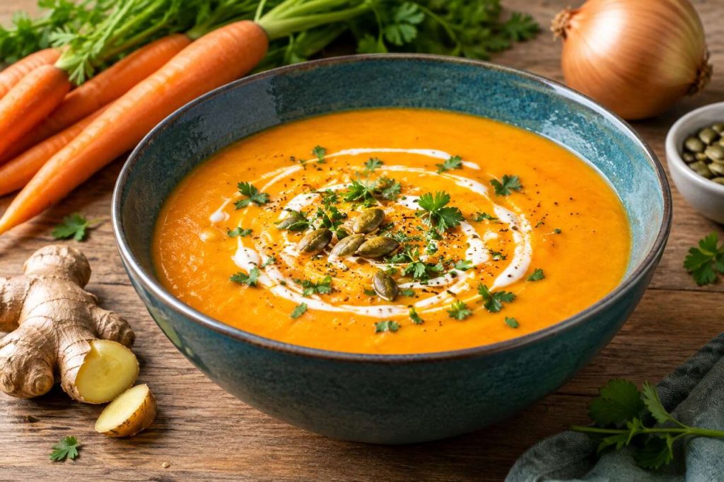 Crème de carottes au gingembre : recette facile et savoureuse