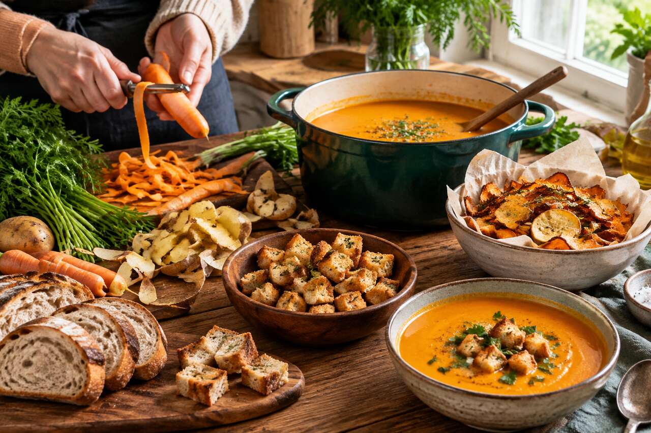 Cuisiner aussi les &eacute;pluchures, fanes et pain rassis