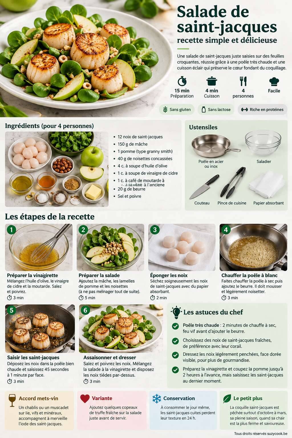 Fiche recette Salade de saint-jacques : recette simple et d&eacute;licieuse
